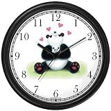 Mommy Panda Bear Holding Her Baby - Giant Panda JP Wall Clock by WatchBuddy Timepieces (Black Frame)