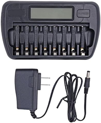 Union Link 8-bay Smart Battery Charger For AA/AAA NiMH Batteries With LCD (CE, UL Certified)