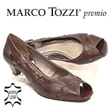 Produkt-Bild: MARCO TOZZI premio Glattleder Pumps, Peep Toe, Echtleder, cafe- braun antic