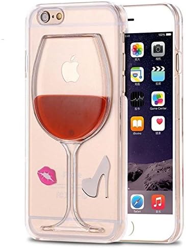 Iphone 6 Case, Webanker Red Wine Glass Lips and High 3d Creative Design Hard Shell Liquid Flowing Dual Layer Hybrid Bumper Double Protection Clear Hard Back Case Cover for Iphone 6