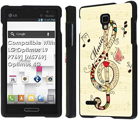LG Optimus L9 Case [NakedShield] [Black] Total Armor Protection Case - [Music Note Art] for LG Optimus L9 [P769] [MS769] / Optimus 4G