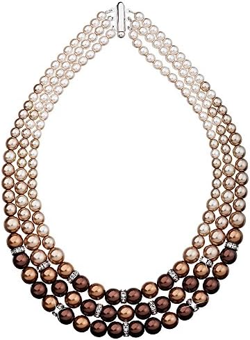 TD Jewelry Necklace with Swarovski Elements Crystal Pearls - Brown