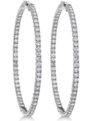 Pave-Set Diamond Hoop Earrings 14k White Gold (6.25ct)