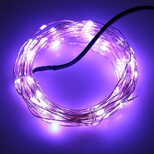 JiaMao Utility Convenience Fashion Mini Waterproof Flexible Brightness 10m 12V 100 LED Christmas Wedding Halloween Festival Celebration Decorative Light Strings Copper Wire Silver Line for Indoor and Outdoor (Purple Light)