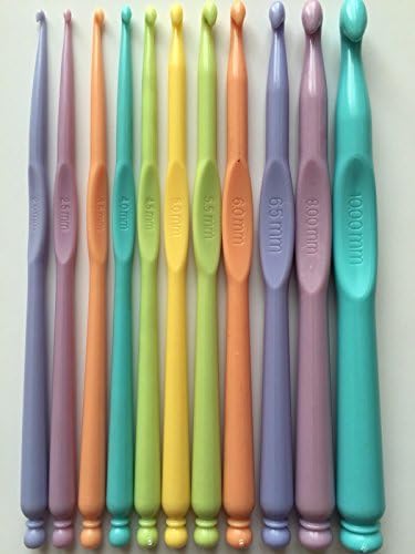 11 Pcs Set Plastic Crochet Hooks Deforent Sizes Needlecrafts Hook 2.0mm to 10.0mm Pastel Colors