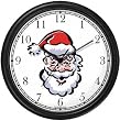 Santa Claus Face Christmas Theme Wall Clock by WatchBuddy Timepieces (Black Frame)