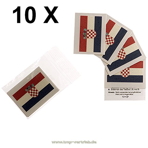 10 x Kroatien Tattoo Fahnn Fan Set – EM Fanartikel 2016 – Croatia Flag Hrvatska