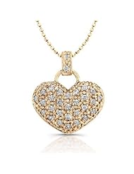 0.31 Total Carat Round Brilliant Cut Diamond Designer Heart Pendant in 14k Gold