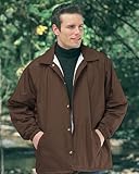 Tri-Mountain Men's Big and Tall Nylon Coach's Jacket With Flannel Lining, Brown, Large Tall