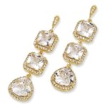 Rose-cut CZ Dangle Post Earrings 