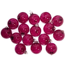 Set of 9 Translucent Raspberry Glass Ball Christmas Ornaments 2.75