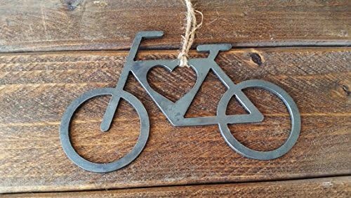 Love Bicycling Handcrafted Rustic Steel Heart Ornament