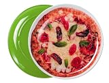 Kitchen & Housewares : Present Time Pizza Plate Vegetarian Melamine Dish, Green Base, 35.5 cm Diameter