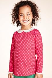 Pure Cotton Peter Pan Collar Spotted T shirt with Stay New
