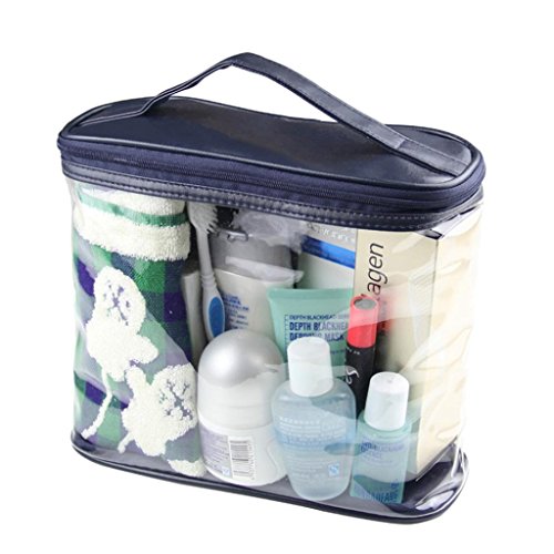 LOUISE MAELYS Clear Cosmetic Bag with Top Handle Travel Toiletry Case Train Bags