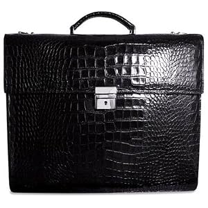 Buy Jack Georges Croco Collection Double Gusset Flapover Briefcase by Jack Georges