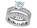 3.35 cttw Sterling Silver 14K White Gold Plated Genuine Round Aquamarine Eternity Wedding Set - Gold Plated Silver