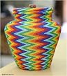 Beaded basket, 'Happy Thunder' Beaded basket, 'Happy Thunder'