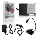 Premium Black Leather Cover + 2 packs of Screen protector + Black Wall / Car Chargers + eBook Reader Light for Amazon Kindle DX Generation