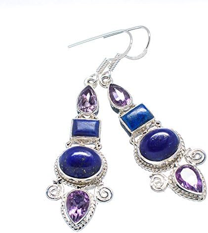 Ana Silver Co Lapis Lazuli, Amethyst 925 Sterling Silver Earrings 2 1/2"