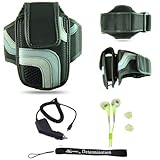 Black Adjustable Deluxe Sportband / Workout Armband with Adaptable Neck Str ....