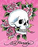 Ed Hardy (Pink Skull & Roses) Art Poster Print - 16 X 20