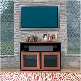 Salamander 329C/A - Cherry & Aluminum Twin TV Cabinet with Double-Width Shelf