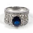 Sterling Silver w/ CZ Ring - 14mm Face Height - Sapphire Blue CZ - Size: 10-13