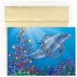 Dolphin Wrapped In Ribbon Tropical Holiday Cards -