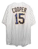 Cecil Cooper Autographed/Hand Signed Milwaukee Brewers Pinstripe Majestic Throwback Jersey Inscribed
