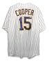Cecil Cooper Autographed/Hand Signed Milwaukee Brewers Pinstripe Majestic Throwback Jersey Inscribed "2X RBI Champ"