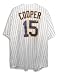 Cecil Cooper Autographed/Hand Signed Milwaukee Brewers Pinstripe Majestic Throwback Jersey Inscribed