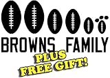 8.5" x 3.5" Browns Football Family Vinyl Sticker Decal [Die-cut, White] + with Free Football Pencil