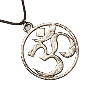 Om Peace Bronze Pendant Necklace on Adjustable Natural Fiber Cord
