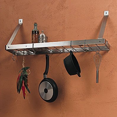 Childrens Toyshop  Kitchen & Housewares : Hammered Steel with Chrome Bookshelf Pot Rack