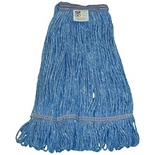 Zephyr Blendup Blue Blended Natural and Synthetic Fibers  Loop Mop Head with 1-1/4" Narrow Headbands (Pack of 12)