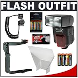 Phoenix DZBIS-112iTTL Digital Autofocus Flash (i-TTL, D-TTL, TTL) + 8 Batteries & Charger + Flash Bounce Reflector + TTL Flash Cord + Stroboframe 350 Flash Bracket for Nikon D40, D40x, D50, D60, D70s, D80, D200, D300 & D700 Digital SLR Cameras