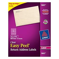 Avery Easy Peel 1/2 x 1 3/4 Inch Clear Return Address Labels 2000 Pack (5667)
