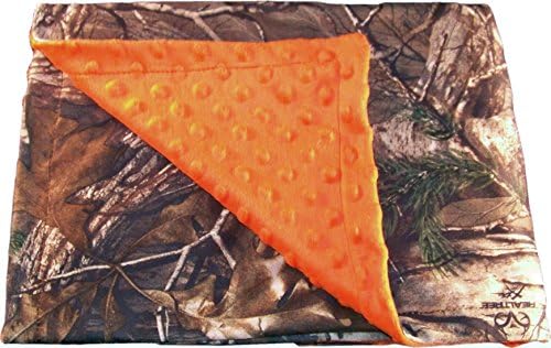 Iddy Kiddy Minky Dot Realtree Camo Backed Baby Blanket. B1004 Blaze Orange