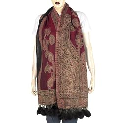 Rectangular Wool Scarf Clothes for Winter Dress with Pom-Pom 28 x 72 inches