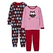 Infant Girls' Just One Year 4-pc. Cotton PJ Set - Red/Brown