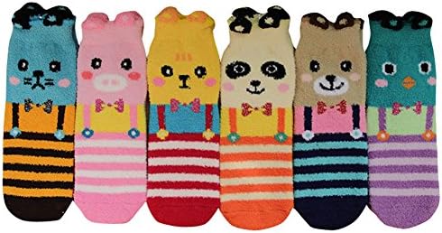 Women's Winter Thick Soft Fluffy Socks Animals Pattern 6-Pack
