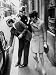 Actress Audrey Hepburn Having Car Door Opened by Psychiatrist Husband Andrea Dotti Pr...