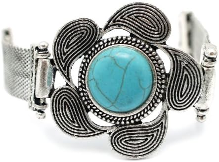 Huge Chunky Floral Antique Silver 7 1/2" Bracelet