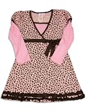 Me Me Me by Lipstik - Girls Long Sleeve Leopard Dress, Pink, Brown (Size 6)