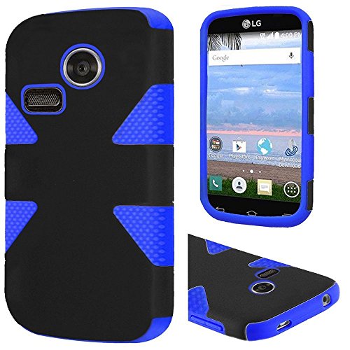 LG Sunrise Lucky L15G L16C Case - Wydan (TM) Dynamic Hybrid Heavy Duty Hard Case Skin Protective Cover For LG Sunrise Lucky L15G L16C - Black on Blue w/ Wydan Stylus Pen