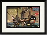 Black Framed/Matted Print 17x23, Japanese War Ship