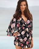 Floral-print mesh cover-up