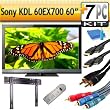 Sony KDL-60EX700 1080P 60 Inch LCD HDTV With The Super Sleek HDTV Accessory Kit Includes Professional Super Sleek & Slim Flat Mount + (2) 6FT Hdmi 1.3B Cables, 6FT Audio Interconnect Cable Screen Cleaner + Surge Protector