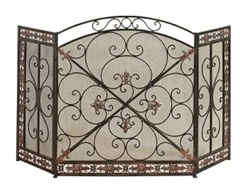Scroll Design Metal Fireplace Screen
